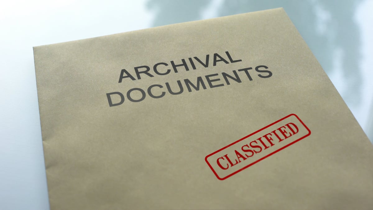 Folder of organized documents with stamps
